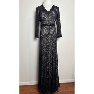 Miusol Sheer Black Lace Maxi Dress XL Whimsigoth Formal Gown Romantic Occasion